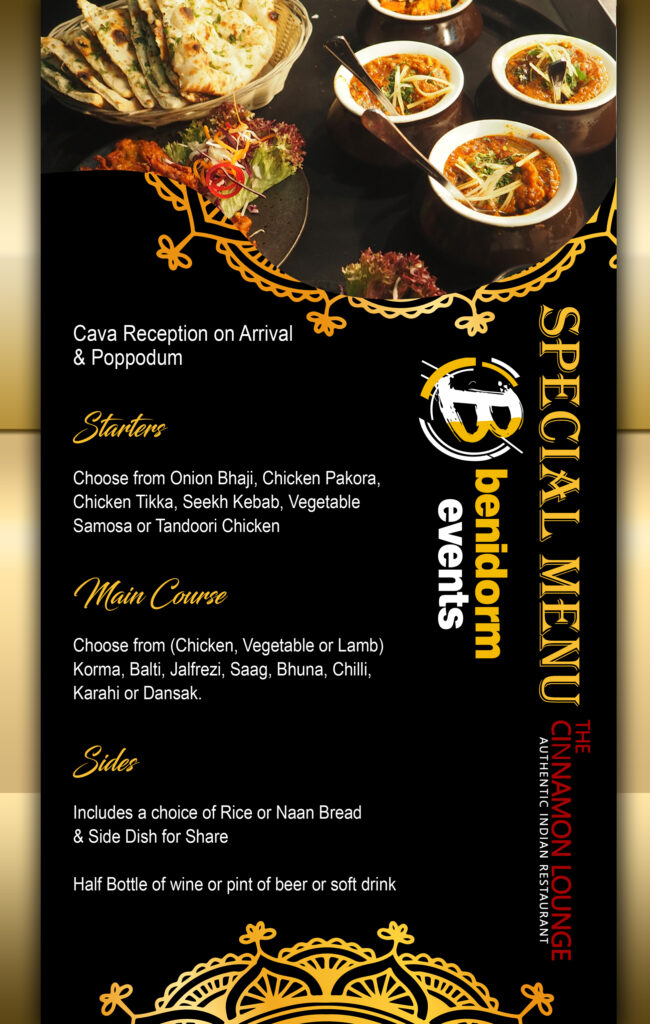 Benidorm Events Indian Set Menu